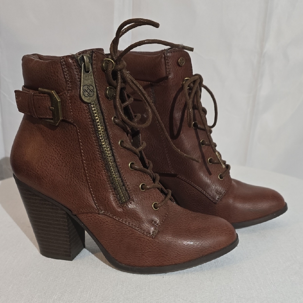 dressbarn Chestnut Lace-Up Boots with Buckle